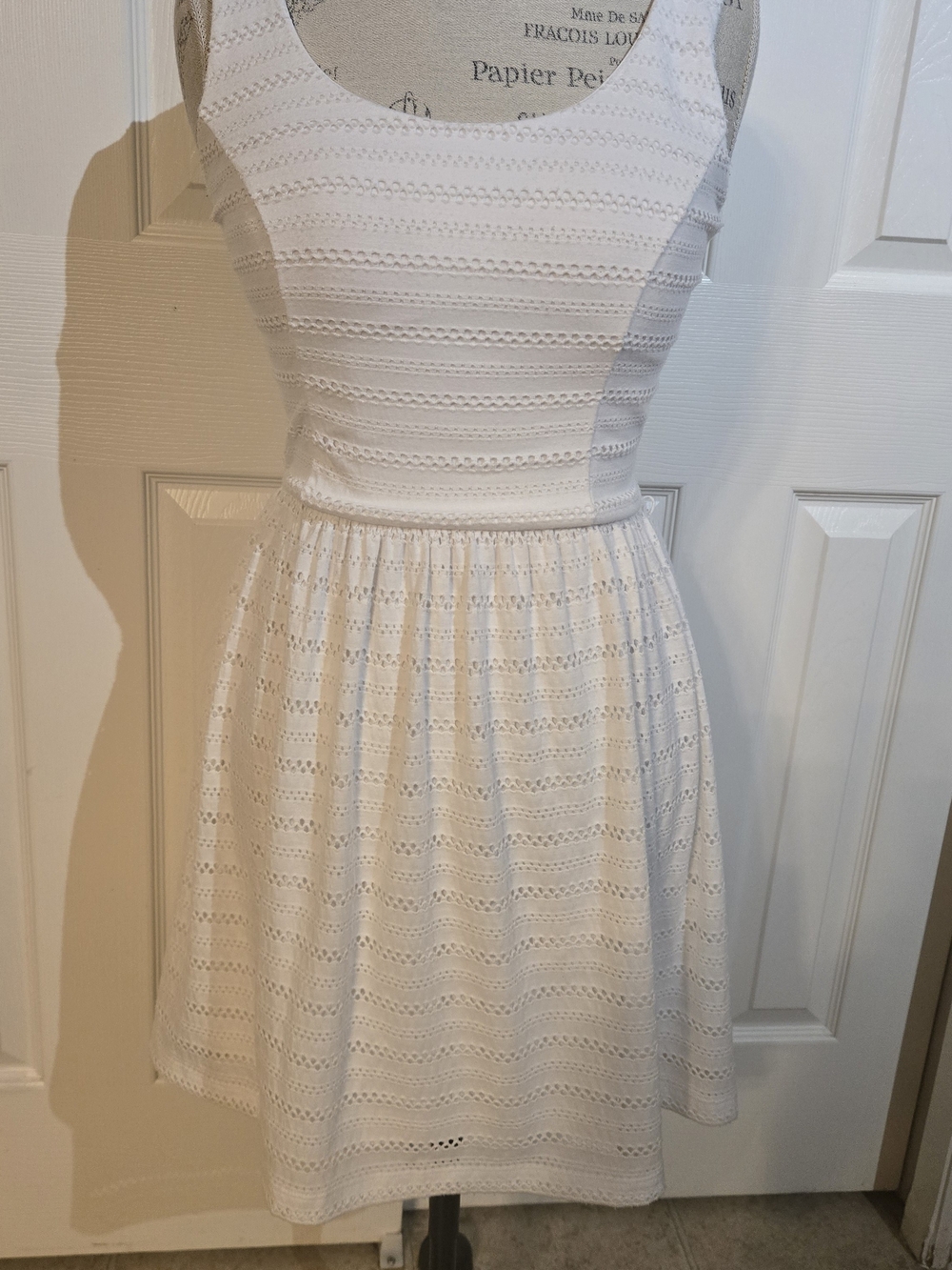 Candie's White Eyelet Sleeveless Fit-and-Flare Mini Dress
